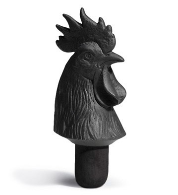 Bacchus Bottle Stopper Cockerel (black) Lladro Figurine