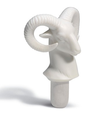 Bacchus Bottle Stopper Ram (white) Lladro Figurine