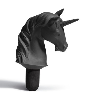 Bacchus Bottle Stopper Unicorn (black) Lladro Figurine