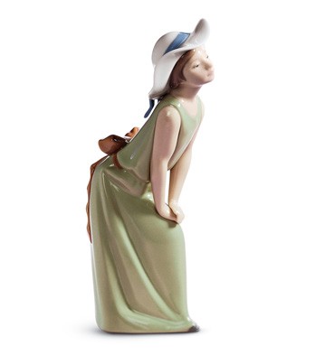 Curious Girl With Straw Hat Lladro Figurine
