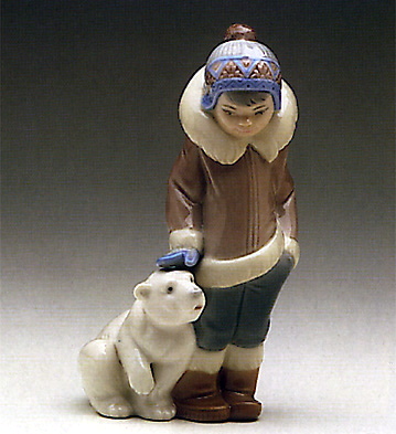 Eskimo Boy With Pet Lladro Figurine