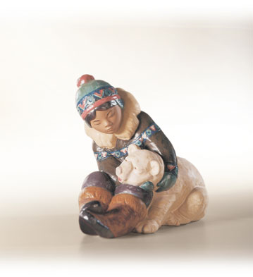 Eskimo Playing Lladro Figurine