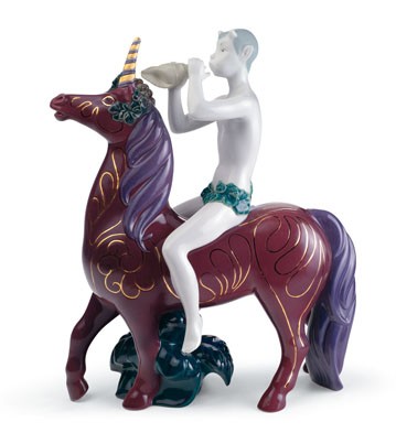 Faun And Unicorn (color) Lladro Figurine