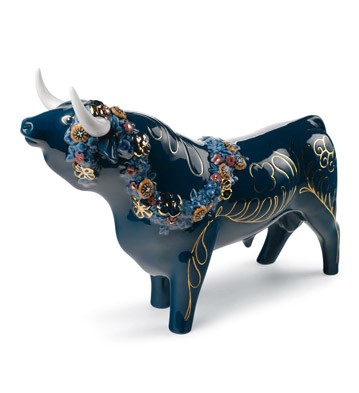 Flower-bedecked Bull (color) Lladro Figurine