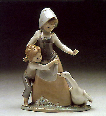Girl Boy And Goose Lladro Figurine