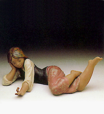 Girl Reclining Watching A Snail Lladro Figurine