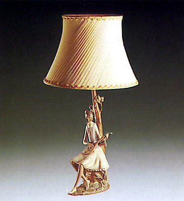 Girl W/ Mandolin (lamp) Lladro Figurine