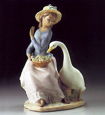 Goose Trying To Eat Lladro Figurine