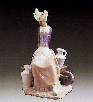 Milkmaid W-wheelbarrow Lladro Figurine