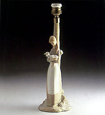 Shepherdess W/ Lamb (lamp) Lladro Figurine