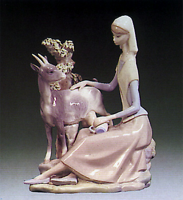 Shepherdess W/goat Lladro Figurine