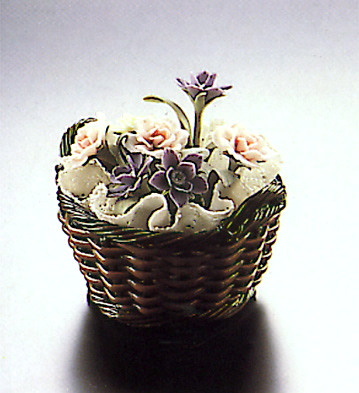 Sm.rnd.br.basket With Cl. Lladro Figurine
