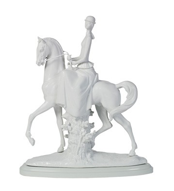 Woman On Horse - Glazed-matte (re-deco) Lladro Figurine